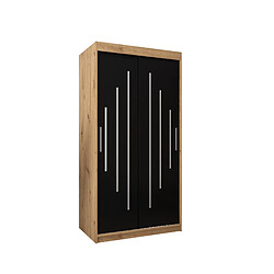 Abiks Meble Armoire YORK À Portes Coulissantes 200/100/62 2 Portes (Artisan/Noir)