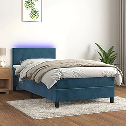 Sommier à lattes et LED,Cadre à lattes de lit avec matelas pour Adulte Bleu foncé 90x190cm -MN72044