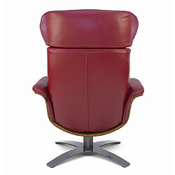 MY NEW DESIGN VEGA - Fauteuil Relax Cuir Rouge - Coque Bois en Chêne Naturel pas cher