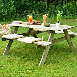 Table Pique-nique Bois Naturel Traité Gardiun Essential 165x154x75 cm 6-8 Personnes