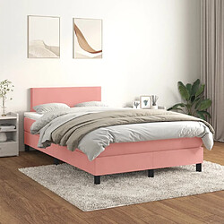 Maison Chic Lit adulte- Lit + matelas,Sommier à lattes de lit avec matelas Rose 120x200 cm Velours -GKD10174