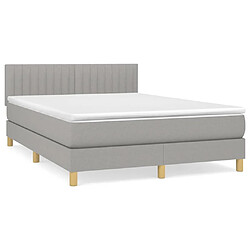 vidaXL Sommier à lattes de lit avec matelas Gris clair 140x200cm Tissu