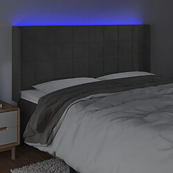 Avis vidaXL Tête de lit à LED Gris foncé 183x16x118/128 cm Velours