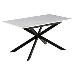 Acheter Pegane Table à manger rectangulaire extensible en céramique coloris blanc / pieds noir - Longueur 140-180 x profondeur 80 x hauteur 75 cm