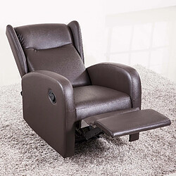 Pegane Fauteuil relax en simili-cuir coloris marron chocolat - Largeur 70 x profondeur 77 cm