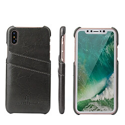 Wewoo Etui en cuir Fierre Shann Retro Oil en cire PU pour iPhone X / XS, avec emplacements pour cartes (noir)