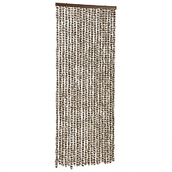 vidaXL Rideau anti-mouches taupe et blanc 56x200 cm chenille