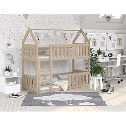 Kids Literie Lit Superpose Cabane MINI Pin Naturel 80 x 190