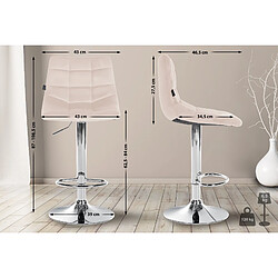 Decoshop26 Lot de 2 tabourets de bar en velours beige base métal chromé réglable en hauteur et repose-pieds TDB10629