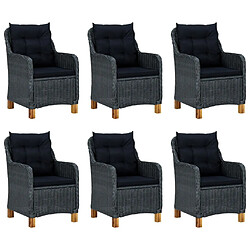 Maison Chic Mobilier à dîner 7 pcs et coussins- Ensemble table et chaises d'extérieur - Salon/Mobilier de jardin classique Résine tressée Gris foncé -MN41956