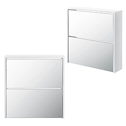 Avis Meuble à Chaussure Lund Miroir 67 x 63 x 17cm Blanc [en.casa]