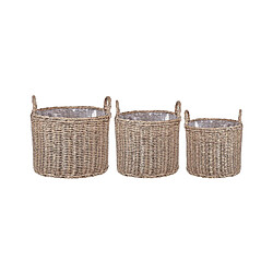 Beliani Lot de 3 pots de fleurs PENDULA Polyrotin Naturel