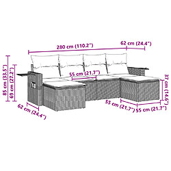 Avis vidaXL Salon de jardin 6 pcs avec coussins gris clair résine tressée