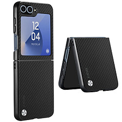 X-Level Coque pour Samsung Galaxy Z Flip 6 Texture Fibre de Carbone Noir