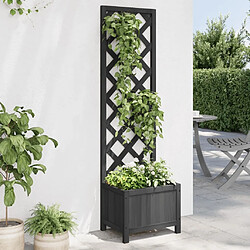 Maison Chic Jardinière,Bac à fleurs avec treillis - pot de fleur noir bois massif de sapin -GKD70627