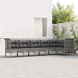 Maison Chic Salon de jardin 6 pcs + coussins - Mobilier/Meubles de jardin - Table et chaises d'extérieur Gris Résine tressée -MN76102