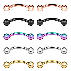 10 pièces 16g en acier inoxydable balles sourcil oreille lèvre nombril anneau piercing 10mm