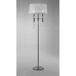 Luminaire Center Lampadaire Tiffany 3+3 Ampoules E27+G9, chrome poli avec Abat jour blanc & cristal transaparent