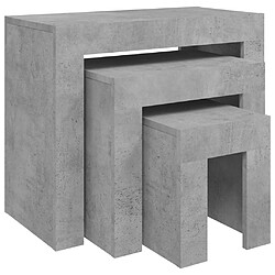 Maison Chic Ensemble de 3 Tables basses gigognes,Table Console pour salon Gris béton Aggloméré -MN30647