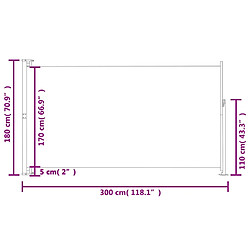 vidaXL Auvent latéral rétractable de patio 180x300 cm Marron pas cher