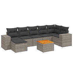 vidaXL Salon de jardin 8 pcs avec coussins gris résine tressée