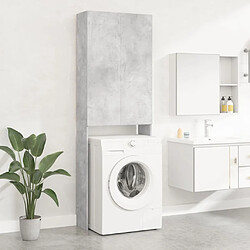 Maison Chic Meuble rangement de salle de bain | Meuble pour machine à laver | Armoire murale de bain Gris béton 64x25,5x190 cm -GKD81092