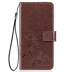 Wewoo Housse Coque Étui en cuir Lucky Clover Pressed Flowers pour LG G8 ThinQavec porte-cartes et porte-cartesportefeuille et dragonne brun