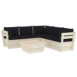 Maison Chic Salon de jardin palette 6 pcs avec coussins - Table et chaises d'extérieur - Mobilier/Meubles de jardin Moderne épicéa imprégné -MN28577