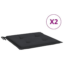 vidaXL Coussins de chaise jardin lot de 2 noir 40x40x3 cm tissu oxford