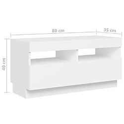 vidaXL Meuble TV avec lumières LED Blanc 180x35x40 cm pas cher