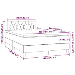 Maison Chic Lit adulte- Lit + matelas,Sommier à lattes de lit avec matelas LED Crème 120x200 cm Tissu -GKD36316 pas cher