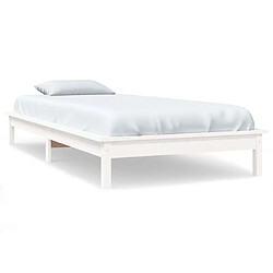 Maison Chic Lit adulte - Lit simple Cadre de lit,Structure du lit Contemporain Blanc 90x200 cm Bois de pin massif -MN11246