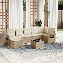 vidaXL Salon de jardin avec coussins 8 pcs beige résine tressée