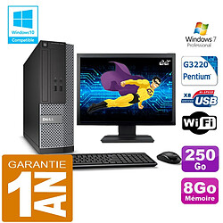 PC DELL 3020 SFF Intel G3220 Ram 8Go Disque 250 Go Wifi W7 Ecran 22" - Occasion