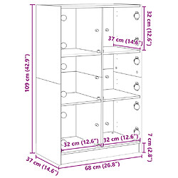 vidaXL Buffet haut avec portes blanc 68x37x109 cm bois d'ingénierie pas cher