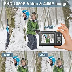 INF Appareil photo 44MP / 1080P / zoom 16x / lumière d'appoint Black