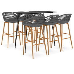 vidaXL Ensemble de bar 7 pcs Noir et gris