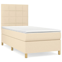 Maison Chic Lit adulte- Lit + matelas,Sommier à lattes de lit et matelas Crème 90x190 cm Tissu -GKD24332