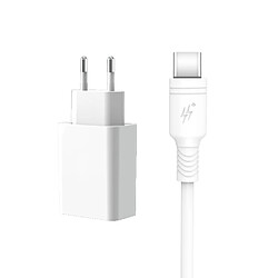 Riffi DCO U18 Prise USB 18W Chargeur Adaptatif Rapide + Câble USB-C 1m Samsung Xiaomi Huawei Oppo Blanc