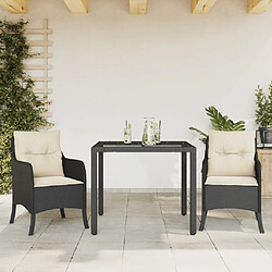 vidaXL Ensemble à manger de jardin avec coussins 3 pcs Noir