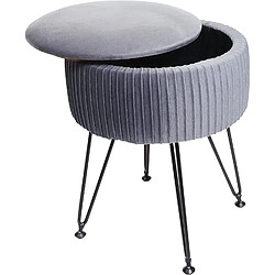 Avis Decoshop26 Tabouret avec compartiment de rangement Ø 33cm aspect velours gris clair cadre noir TABO04013