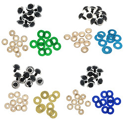 40pcs Yeux De Jouet De Sécurité En Plastique + Non-tissés Paillettes + Rondelle 20mm Bleu pas cher