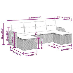 vidaXL Salon de jardin avec coussins 6 pcs beige résine tressée pas cher