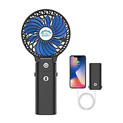 Ventilateur Portatif HandFan 5200mAh Portable 3 Vitesses, 180 Batterie Externe Pliable et Ventilateur Personnel de Bureau et Rechargeable 3-en-1 USB Mini Électrique