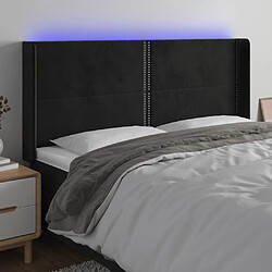 vidaXL Tête de lit à LED Noir 163x16x118/128 cm Velours