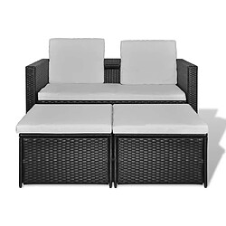 Acheter Maison Chic Salon de jardin 4 pcs + coussins - Mobilier/Meubles de jardin - Table et chaises d'extérieur Résine tressée Noir -MN63889