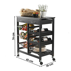 Urban Living Desserte à roulettes avec 2 tiroirs et de multiples rangements - H. 76 cm - Blanc pas cher