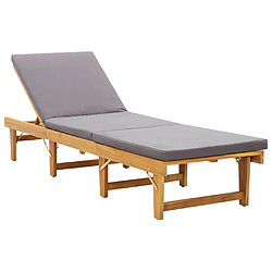 Maison Chic Chaise longue | Transat Bain de soleil pliante avec coussin Bois d'acacia solide -GKD11157