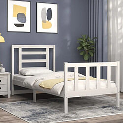 Avis Maison Chic Lit adulte - Cadre Structure de lit avec tête de lit Contemporain blanc 90x200 cm bois massif -MN73211