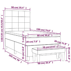 vidaXL Sommier à lattes de lit avec matelas Bleu 90x190 cm Tissu pas cher